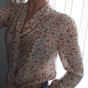 Guess tie-neck rosebud-print blouse